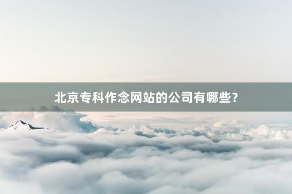 北京专科作念网站的公司有哪些?